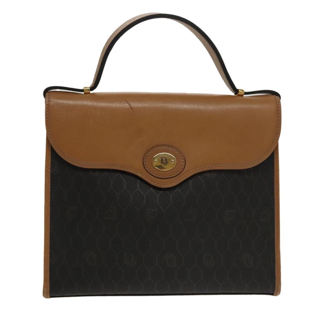 DIOR Honeycomb Canvas Hand Bag Pvc Black Brown - Picture 2 of 12